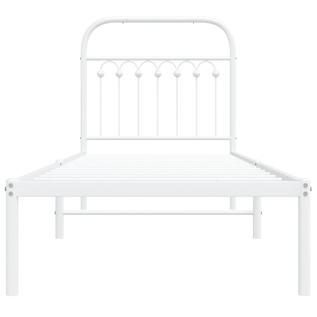 vidaXL Metal Bed Frame without Mattress with Headboard White 80x200cm 4