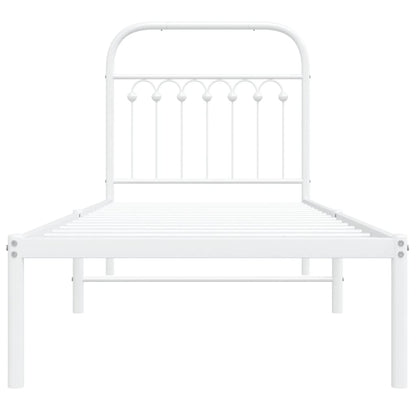 vidaXL Metal Bed Frame without Mattress with Headboard White 80x200cm 4