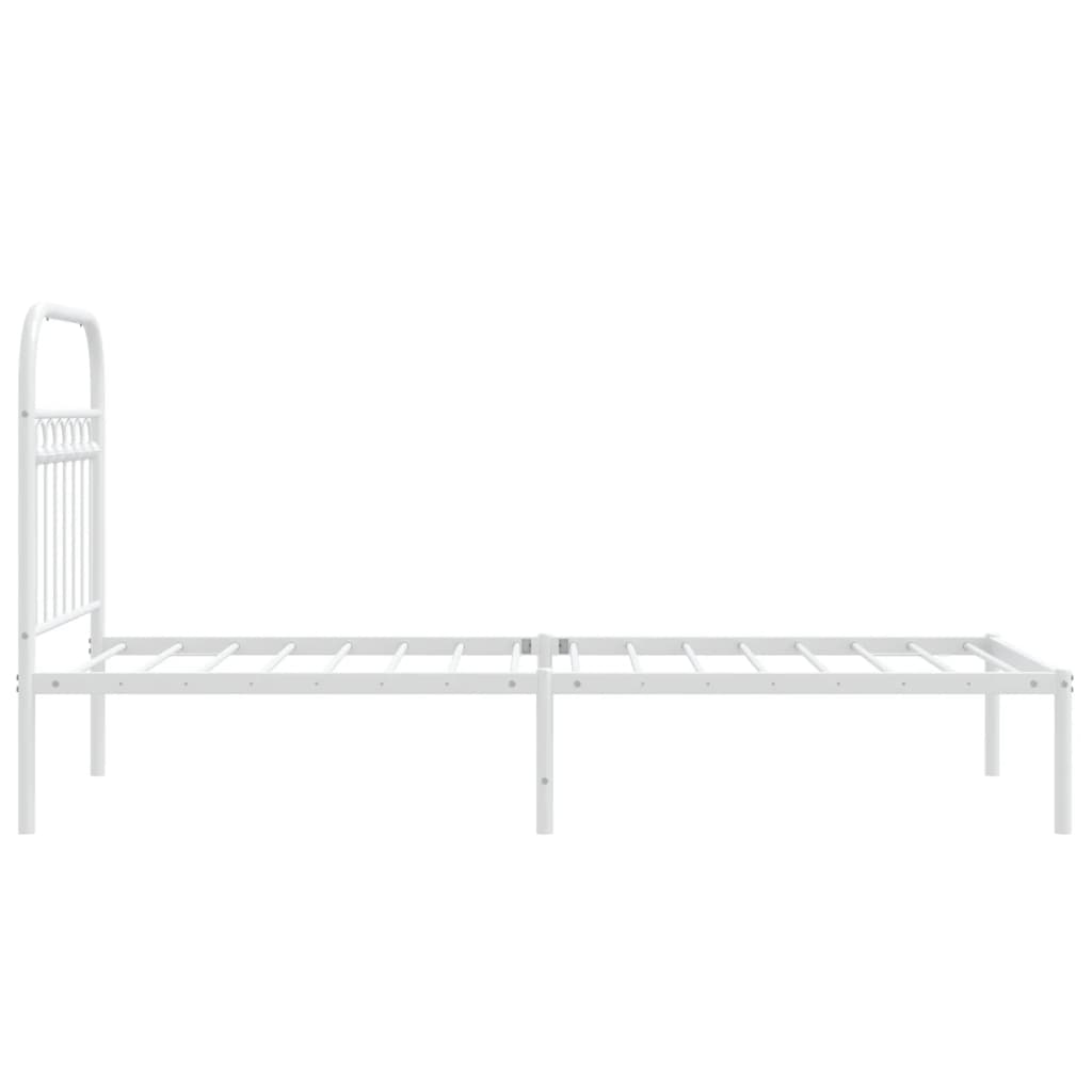 vidaXL Metal Bed Frame without Mattress with Headboard White 80x200cm 5