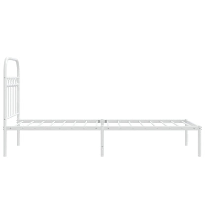 vidaXL Metal Bed Frame without Mattress with Headboard White 80x200cm 5