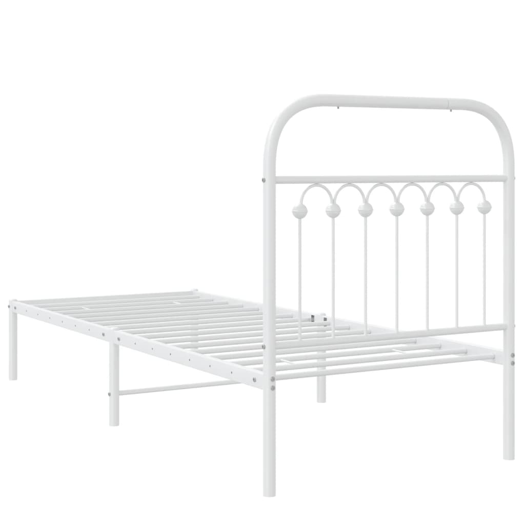 vidaXL Metal Bed Frame without Mattress with Headboard White 80x200cm 6