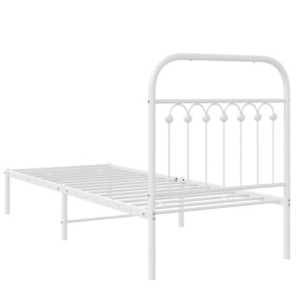 vidaXL Metal Bed Frame without Mattress with Headboard White 80x200cm 6