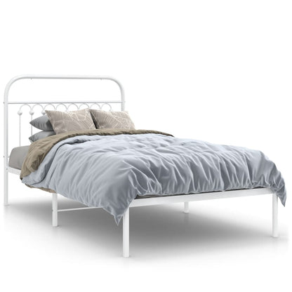 vidaXL Metal Bed Frame without Mattress with Headboard White 100x190cm 2