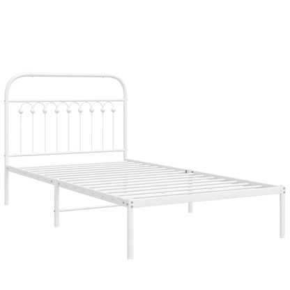vidaXL Metal Bed Frame without Mattress with Headboard White 100x190cm 3