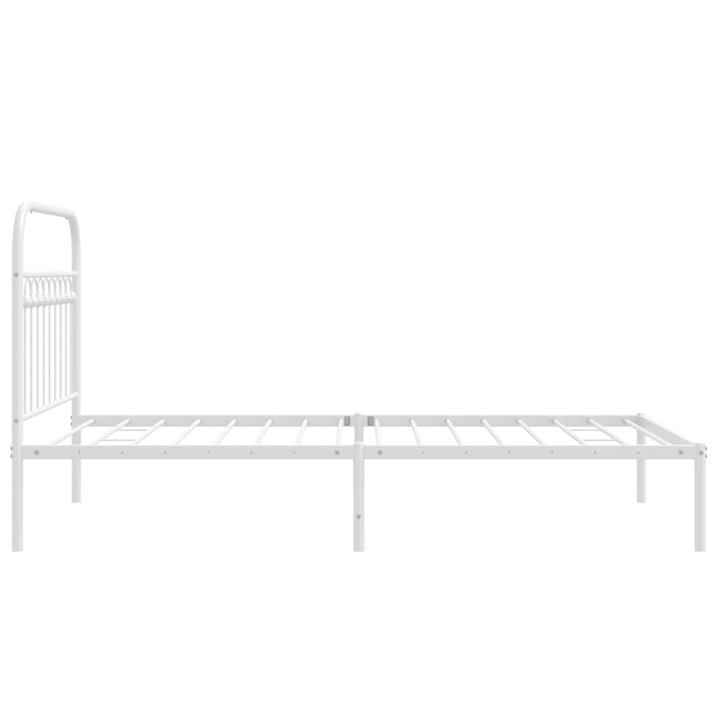 vidaXL Metal Bed Frame without Mattress with Headboard White 100x190cm 5