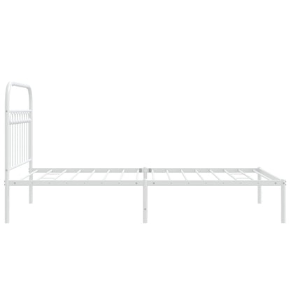 vidaXL Metal Bed Frame without Mattress with Headboard White 100x190cm 5