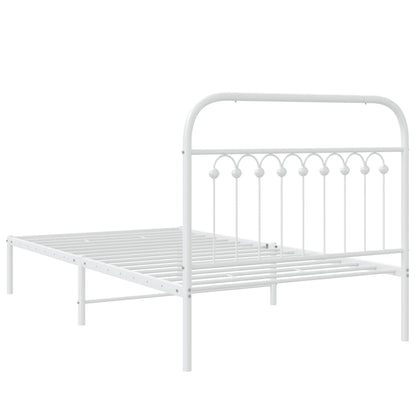 vidaXL Metal Bed Frame without Mattress with Headboard White 100x190cm 6
