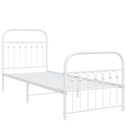 vidaXL Metal Bed Frame without Mattress with Footboard White 75x190cm 3
