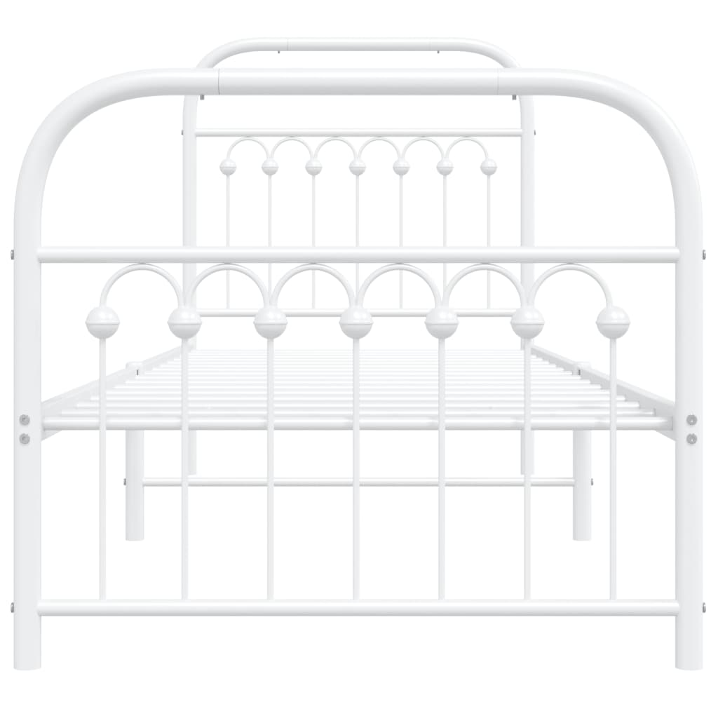 vidaXL Metal Bed Frame without Mattress with Footboard White 75x190cm 4