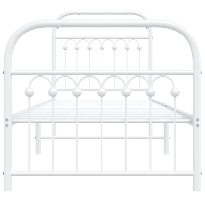 vidaXL Metal Bed Frame without Mattress with Footboard White 75x190cm 4