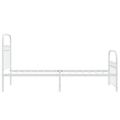 vidaXL Metal Bed Frame without Mattress with Footboard White 75x190cm 5