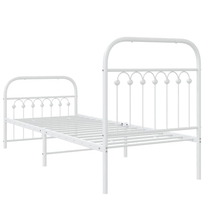 vidaXL Metal Bed Frame without Mattress with Footboard White 75x190cm 6