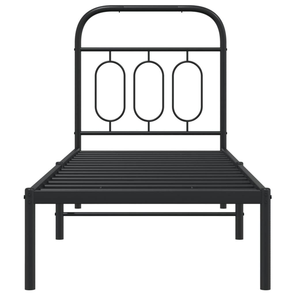 vidaXL Metal Bed Frame without Mattress with Headboard Black 75x190cm 4