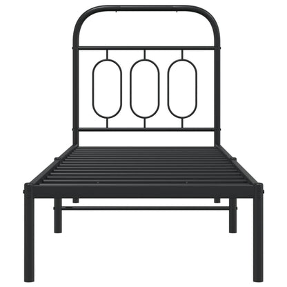 vidaXL Metal Bed Frame without Mattress with Headboard Black 75x190cm 4