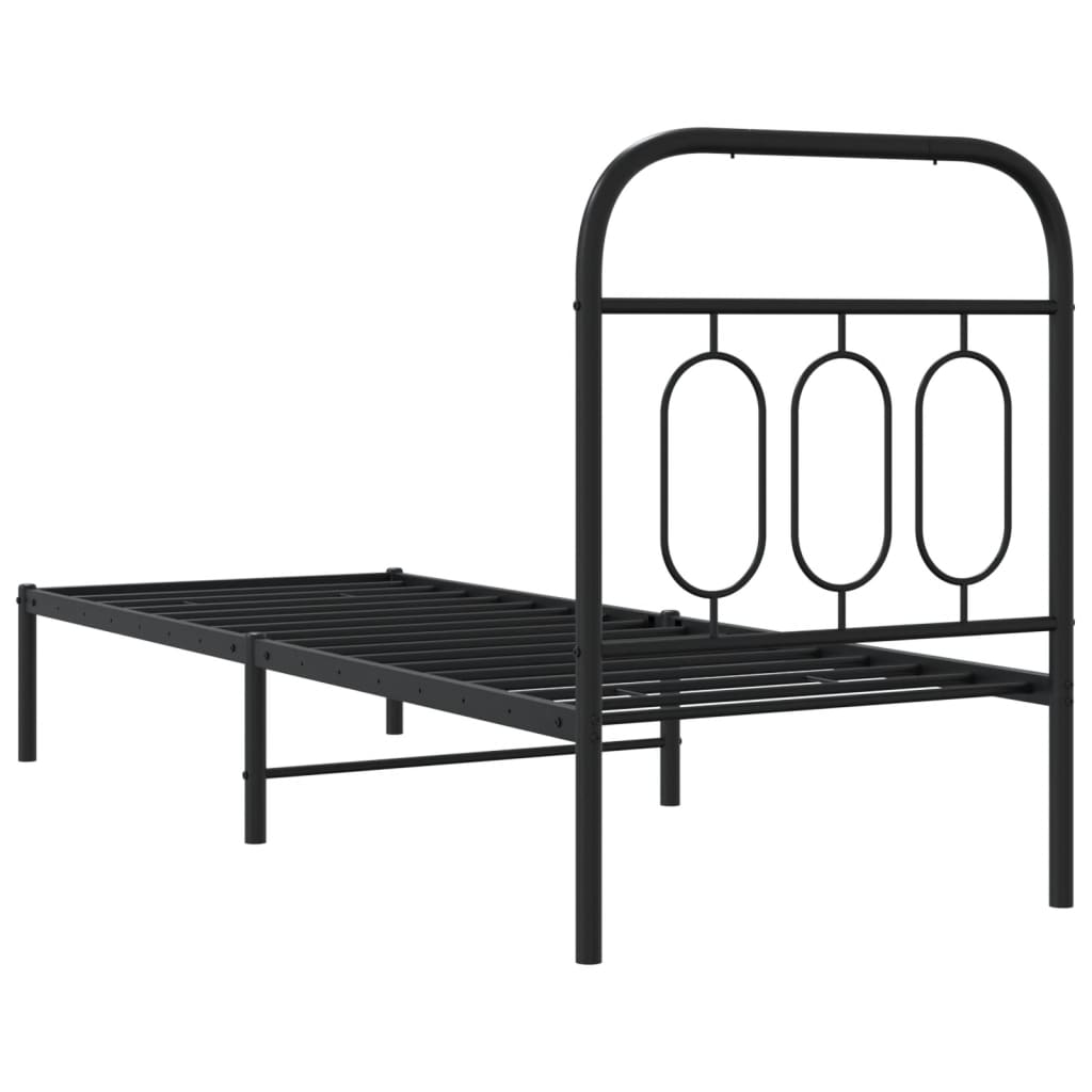 vidaXL Metal Bed Frame without Mattress with Headboard Black 75x190cm 6