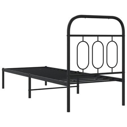 vidaXL Metal Bed Frame without Mattress with Headboard Black 75x190cm 6