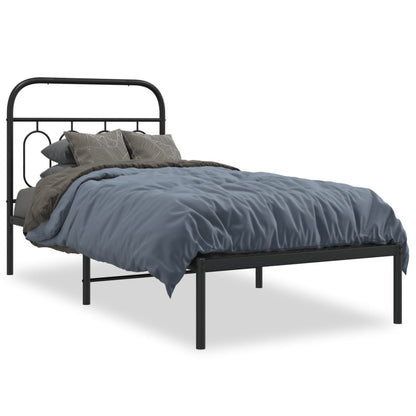 vidaXL Metal Bed Frame without Mattress with Headboard Black 90x190cm 2