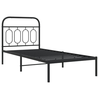 vidaXL Metal Bed Frame without Mattress with Headboard Black 90x190cm 3