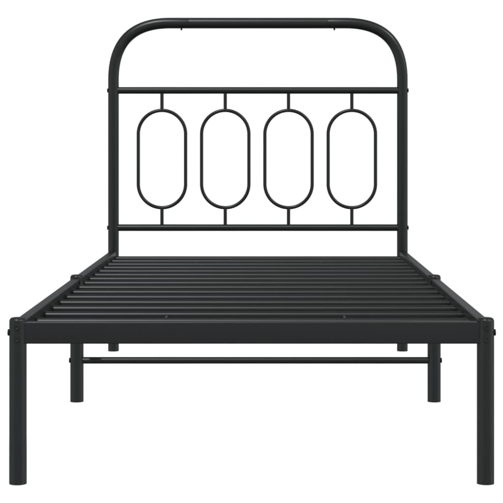 vidaXL Metal Bed Frame without Mattress with Headboard Black 90x190cm 4