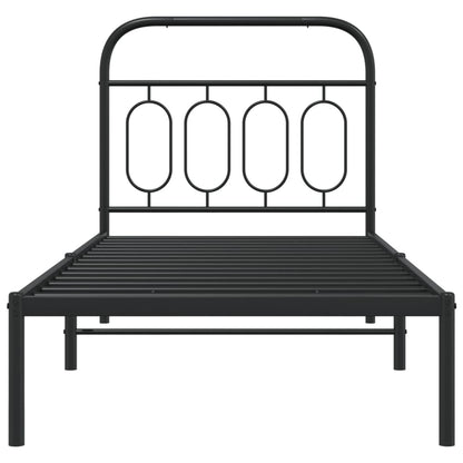 vidaXL Metal Bed Frame without Mattress with Headboard Black 90x190cm 4