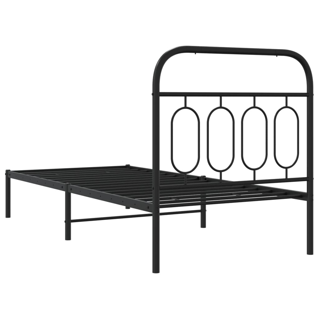 vidaXL Metal Bed Frame without Mattress with Headboard Black 90x190cm 6