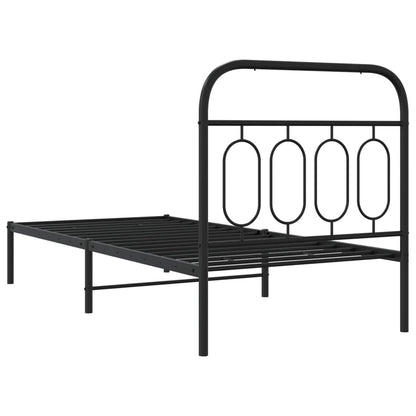 vidaXL Metal Bed Frame without Mattress with Headboard Black 90x190cm 6
