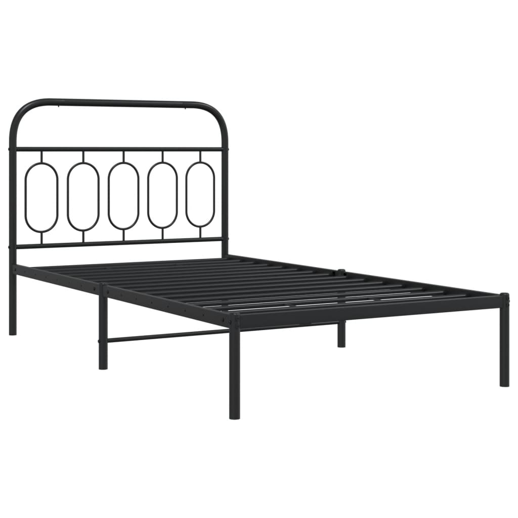 vidaXL Metal Bed Frame without Mattress with Headboard Black 100x190cm 3