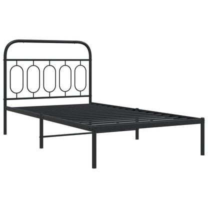 vidaXL Metal Bed Frame without Mattress with Headboard Black 100x190cm 3