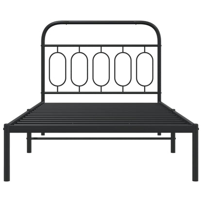 vidaXL Metal Bed Frame without Mattress with Headboard Black 100x190cm 4