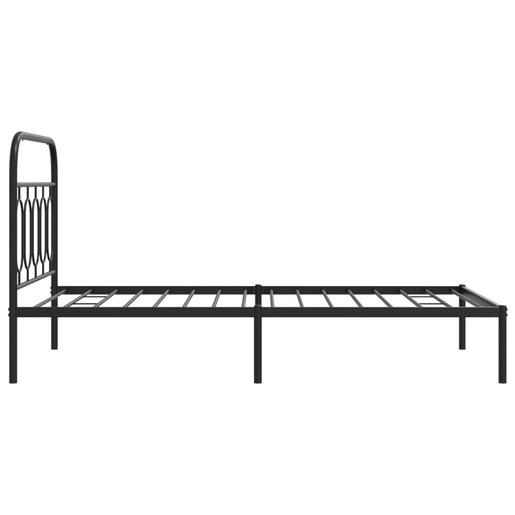 vidaXL Metal Bed Frame without Mattress with Headboard Black 100x190cm 5
