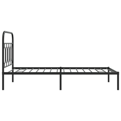 vidaXL Metal Bed Frame without Mattress with Headboard Black 100x190cm 5