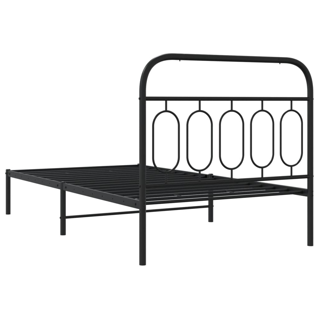 vidaXL Metal Bed Frame without Mattress with Headboard Black 100x190cm 6