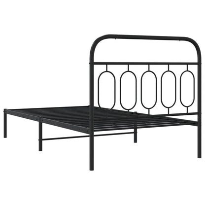 vidaXL Metal Bed Frame without Mattress with Headboard Black 100x190cm 6