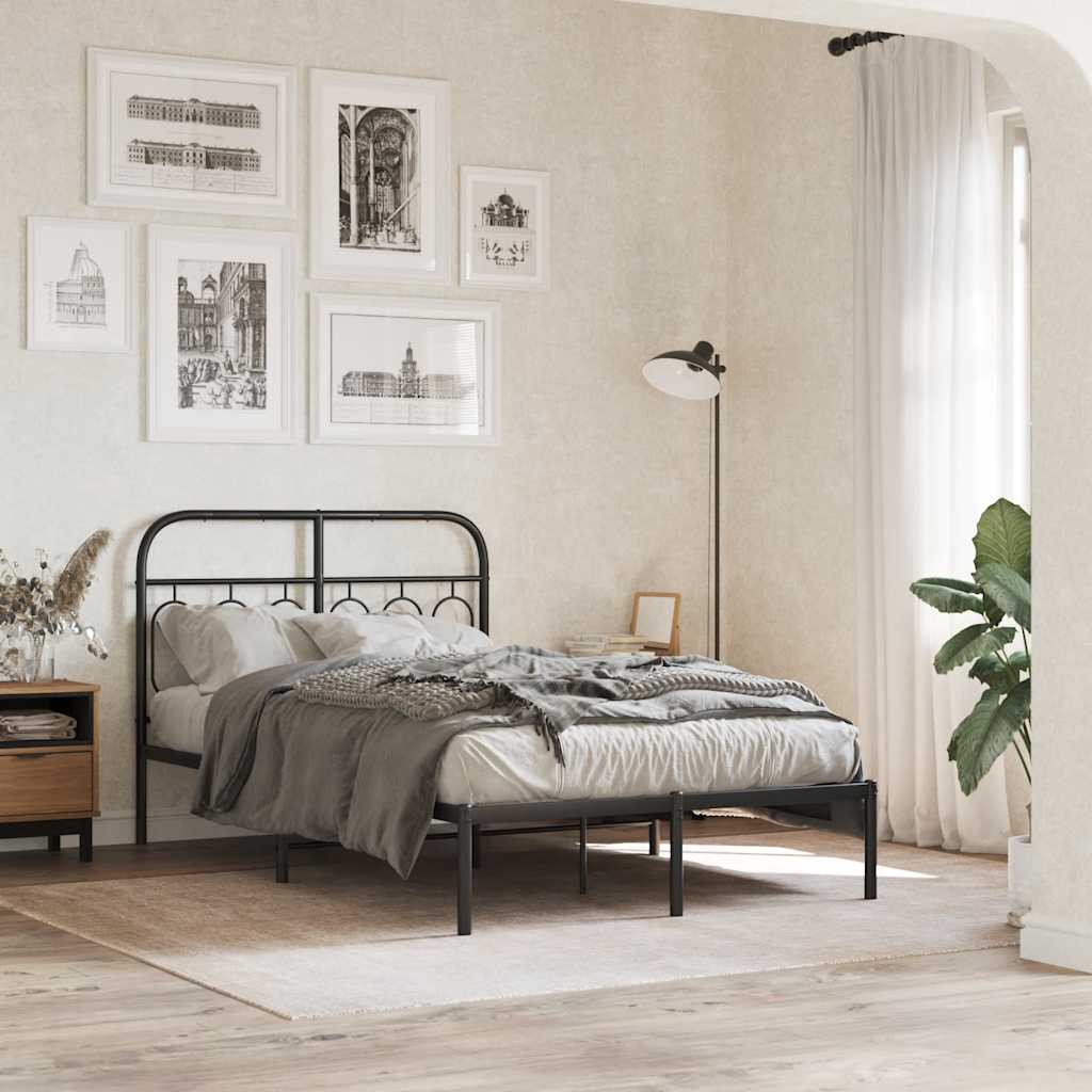 vidaXL Metal Bed Frame without Mattress With headboard Black