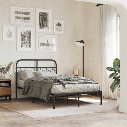 vidaXL Metal Bed Frame without Mattress With headboard Black