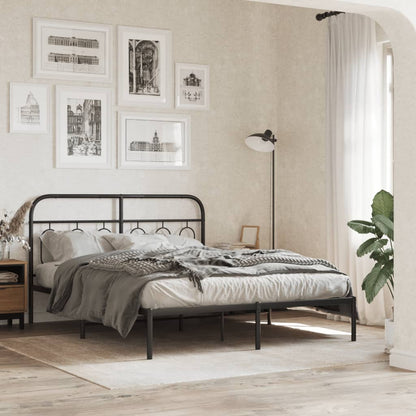 vidaXL Metal Bed Frame without Mattress With headboard Black