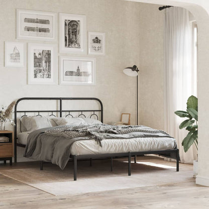 vidaXL Metal Bed Frame without Mattress With headboard Black