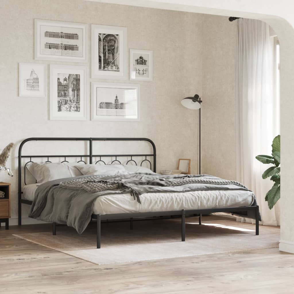 vidaXL Metal Bed Frame without Mattress With headboard Black