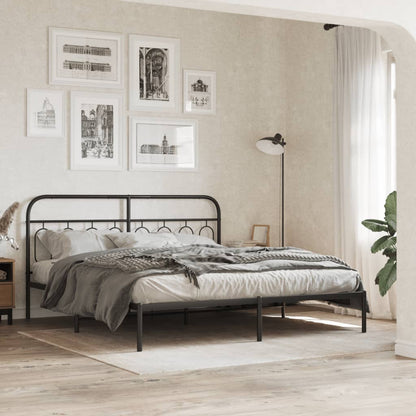 vidaXL Metal Bed Frame without Mattress With headboard Black