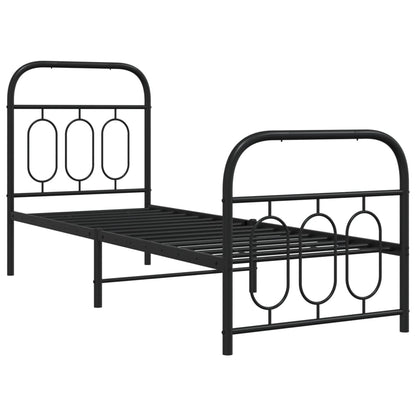 vidaXL Metal Bed Frame without Mattress with Footboard Black 75x190cm 3