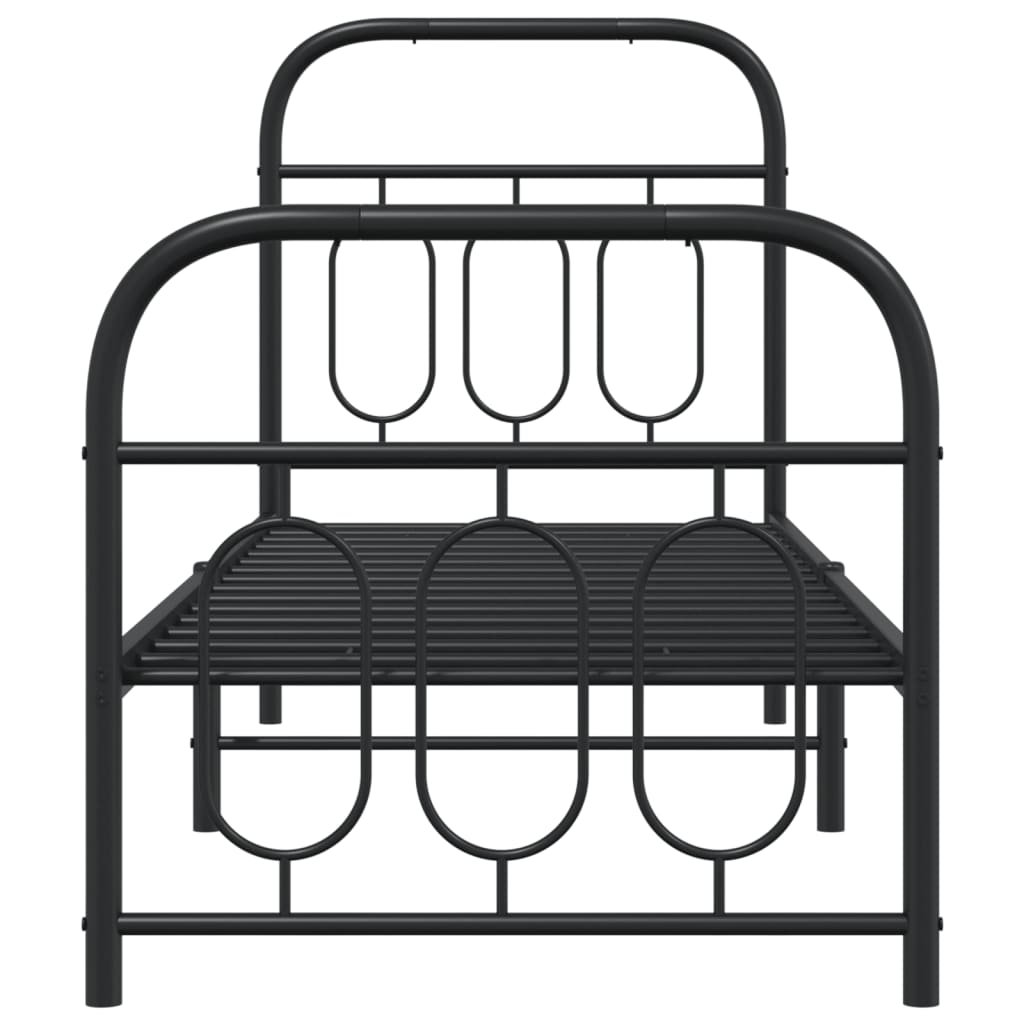 vidaXL Metal Bed Frame without Mattress with Footboard Black 75x190cm 4