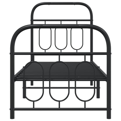 vidaXL Metal Bed Frame without Mattress with Footboard Black 75x190cm 4