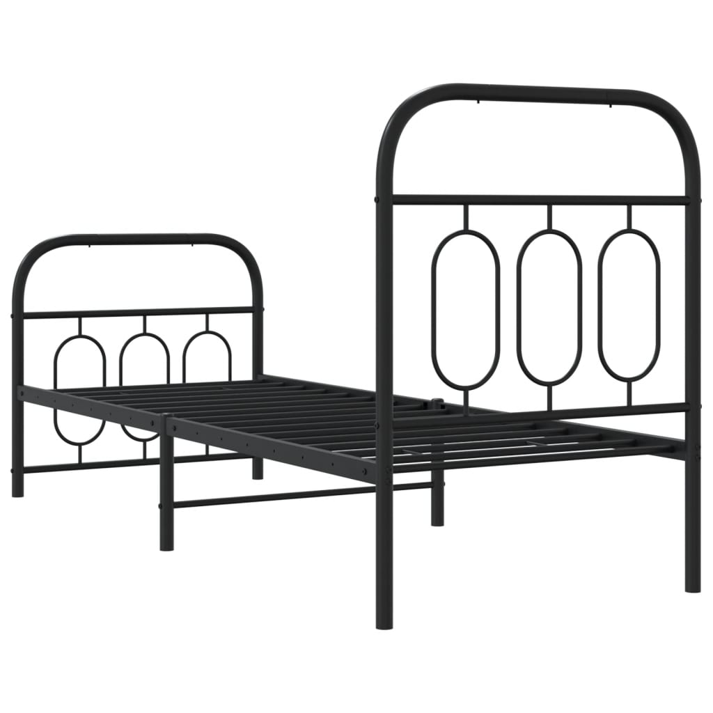 vidaXL Metal Bed Frame without Mattress with Footboard Black 75x190cm 6