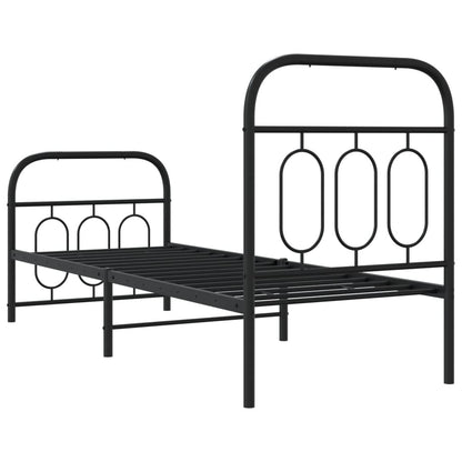 vidaXL Metal Bed Frame without Mattress with Footboard Black 75x190cm 6
