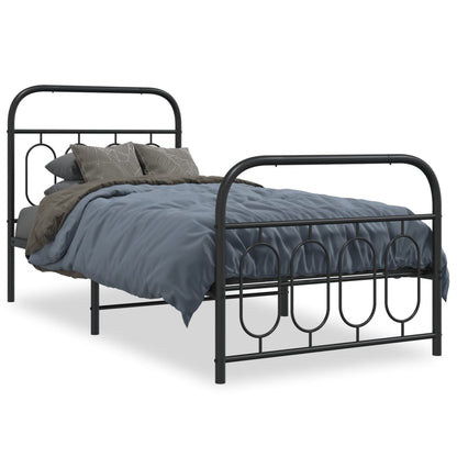 vidaXL Metal Bed Frame without Mattress with Footboard Black 80x200cm 2