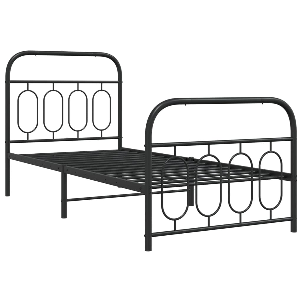 vidaXL Metal Bed Frame without Mattress with Footboard Black 80x200cm 3