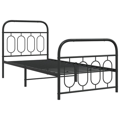 vidaXL Metal Bed Frame without Mattress with Footboard Black 80x200cm 3
