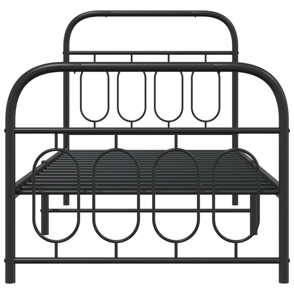 vidaXL Metal Bed Frame without Mattress with Footboard Black 80x200cm 4