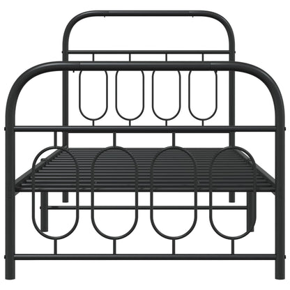 vidaXL Metal Bed Frame without Mattress with Footboard Black 80x200cm 4