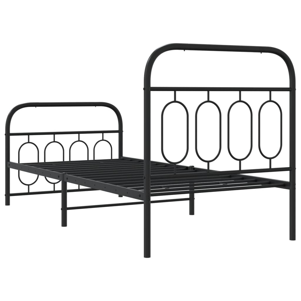 vidaXL Metal Bed Frame without Mattress with Footboard Black 80x200cm 6